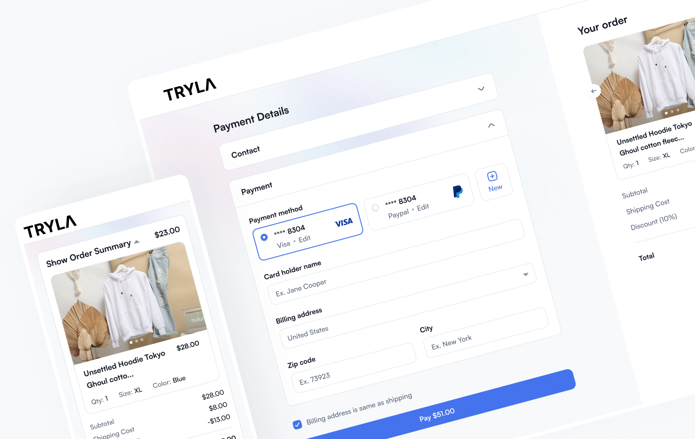 Tryla embedded checkout